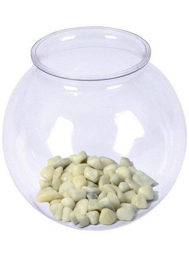 Somil Clear & Transparent Round Decorative Glass Fish Pot for Zoom View with White Stones, Indoor Home, Room Table Top, Dia -8 Inch, 18 X 18 X 18 Cm - Image 1